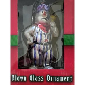 Lionel silver bell express blown glass snowman conductor Christmas ornament